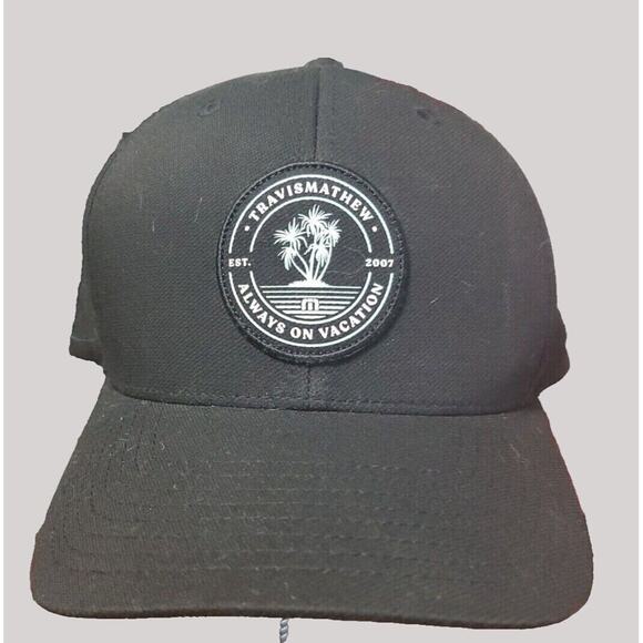 Flex Fit TravisMathew Hat Cap Snapback Golf Black Always On Vacation 110 - Picture 1 of 12